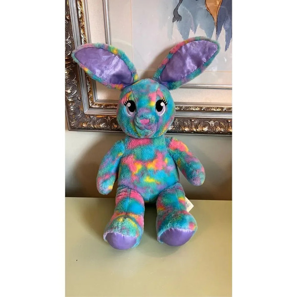 Build A Bear Plush Color Burst Bunny Rabbit Stuffed Easter Pastel Tie Dye 21" wo - Picture 1 of 10